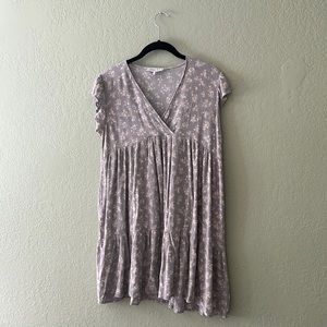 Light Blue Floral Ruffle Sleeve Baby Doll Maternity Dress